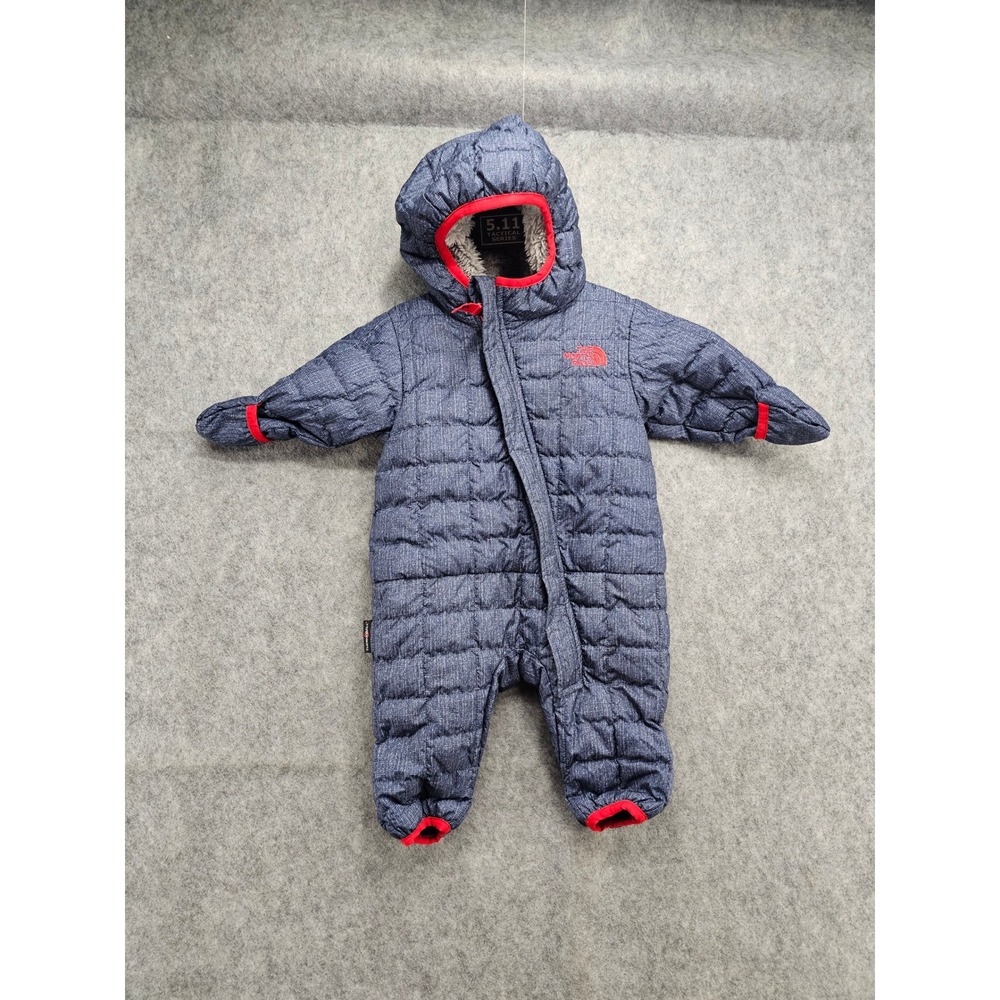 The North Face Infant Thermoball Eco Bunting Blue Denim Red 0-3M Snowsuit